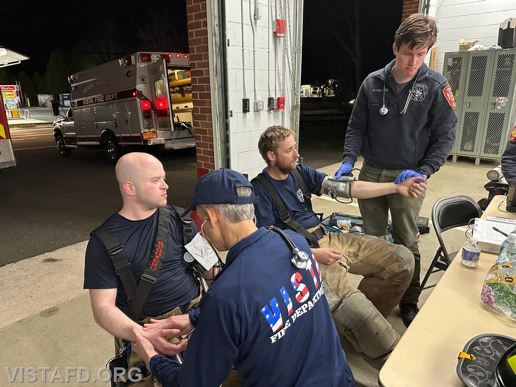Firefighter/EMT Andy Korman and EMT Grant Vialardi conducting &quot;Rehab Operations&quot; on Foreman Ryan Ruggiero and Probationary Firefighter David Fignar – 04/14/25