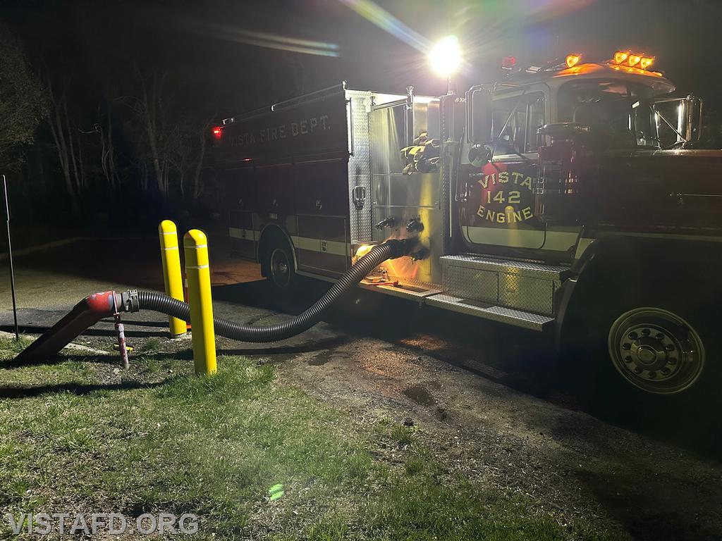Engine 142 performing hydrant service during the Hydrant Service drill — 04/21/25