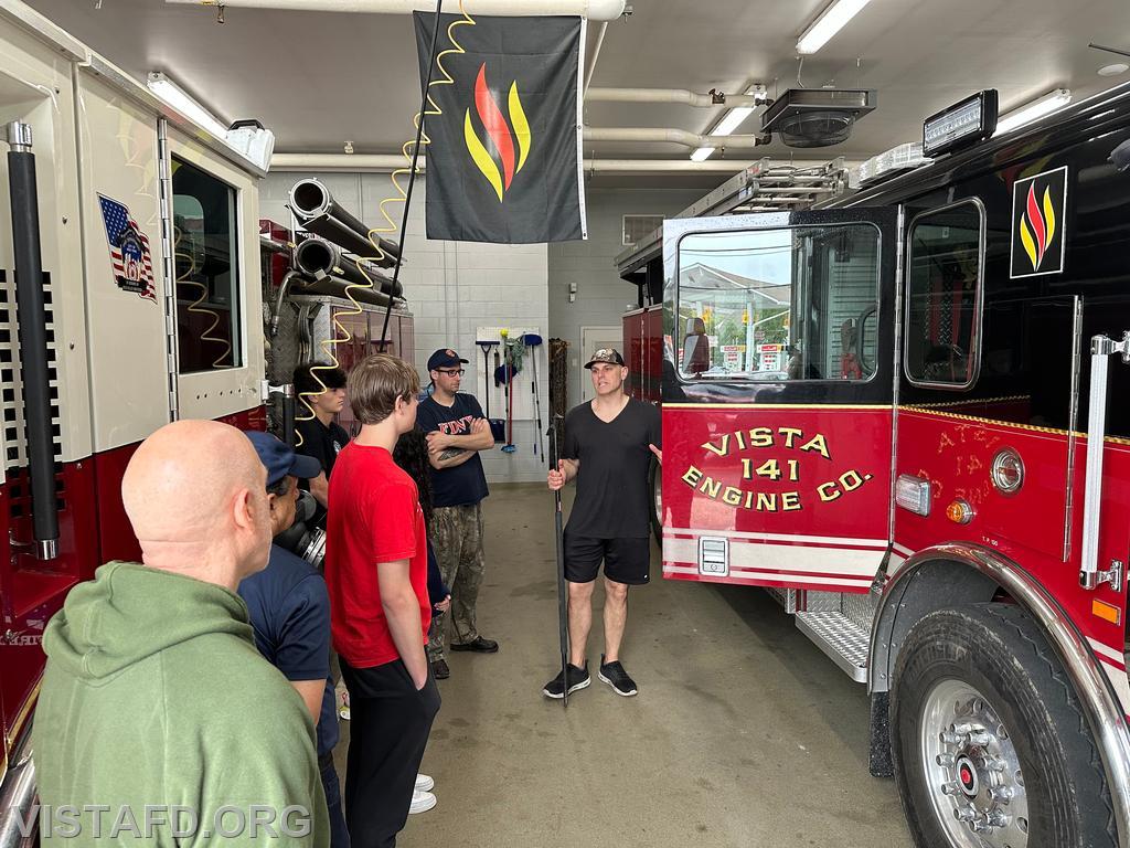 Captain Marc Baiocco reviewing Engine 141 operations during &quot;Module 4 – Fire Scene Operations&quot; – 05/04/25