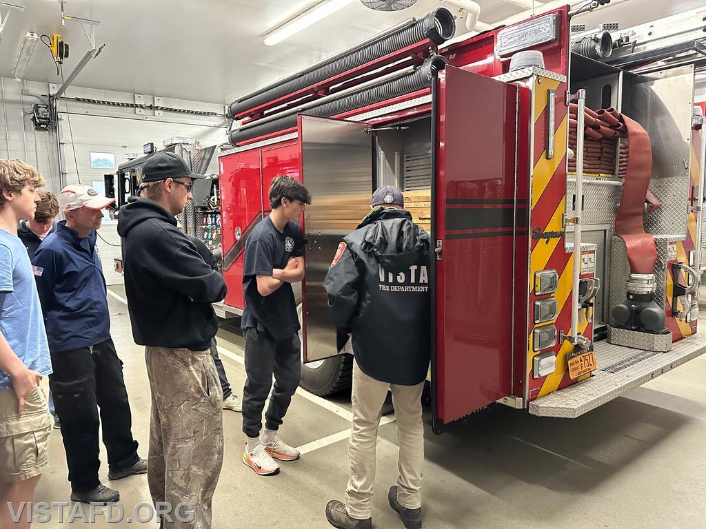 Firefighter Dan Hochman reviewing Engine 141 during &quot;Module 5 - Apparatus Overview&quot; – 05/05/25