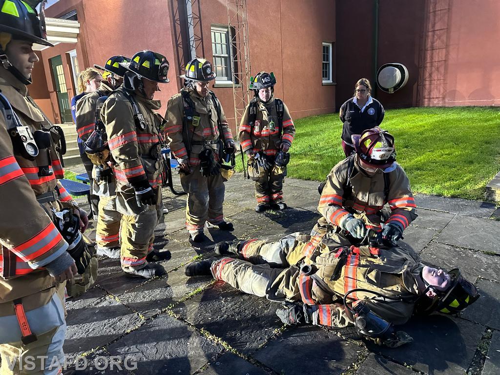 Station Manager Brian Porco reviews the packaging of a downed Firefighter – 05/12/25
