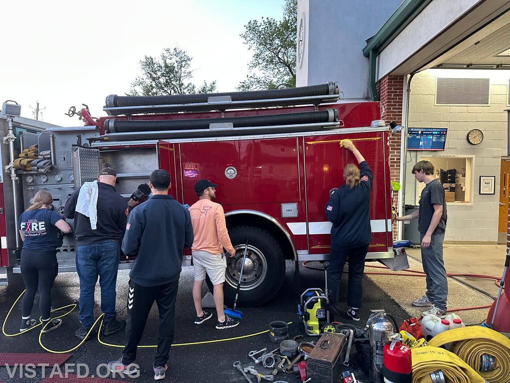 The Engine 143 crew cleaning for the 2025 Vista Fire Department Annual Dinner – 05/19/25