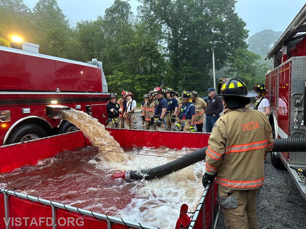 Lead Foreman Mike Peck going over tanker supply operations with Vista Firefighters – 06/09/25