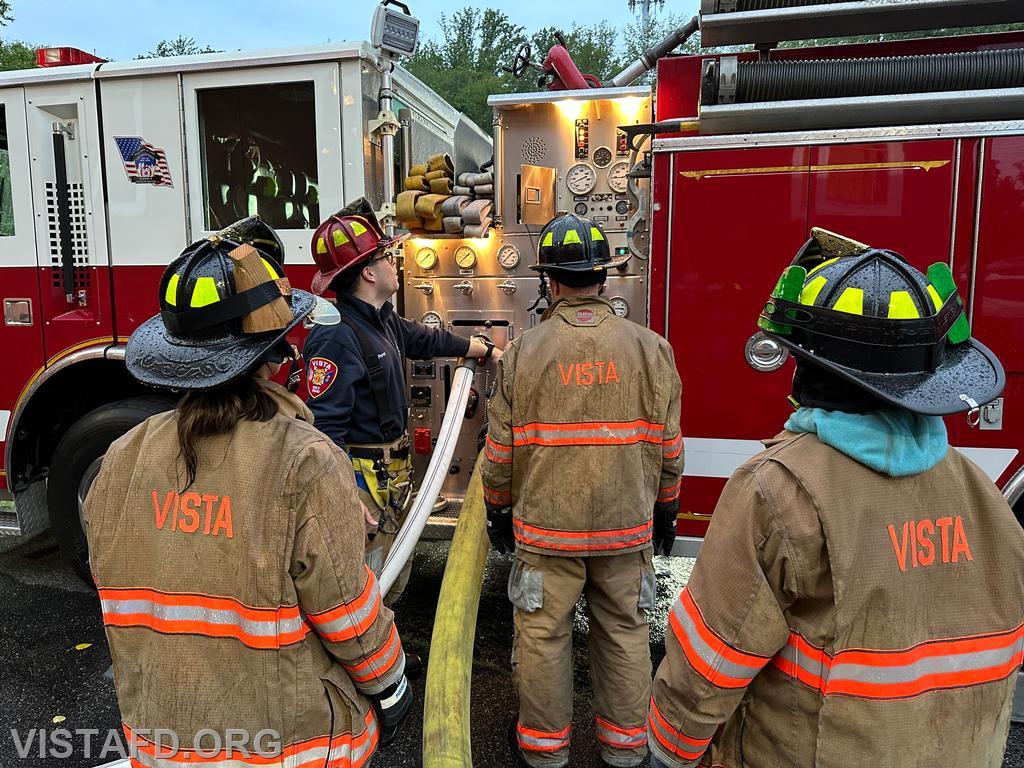 Station Manager Brian Porco going over the Engine 143 pump panel - 06/16/25