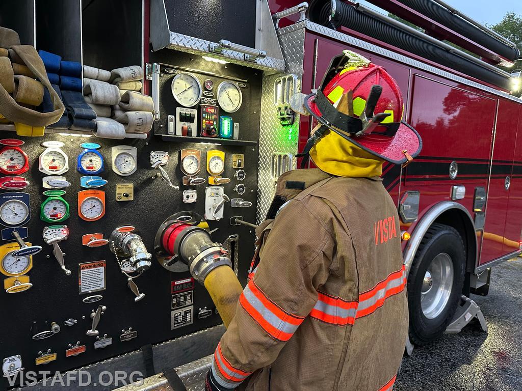 Lt. Dan Castelhano operating the Engine 141 pump panel - 06/16/25