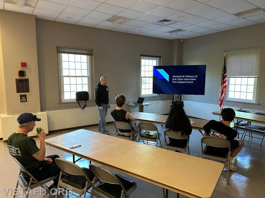 Chief Jeff Peck reviewing “Module 6 – History of the Vista Volunteer Fire Department” - 05/10/25