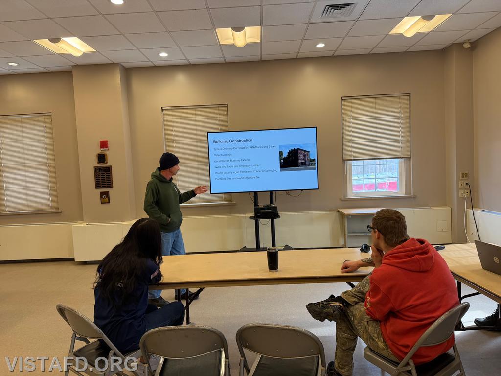 Firefighter Phil Katz going over Building Construction with Probationary Firefighter/EMT Candidate Hanna Zhao and Probationary Firefighter David Fignar during &quot;Firefighter Skills Class&quot; - 02/15/26