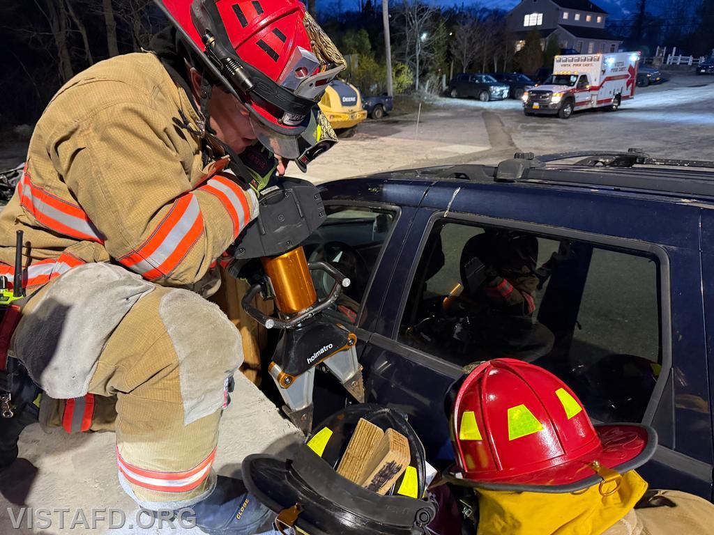 Vista Fire Department personnel performing patient removal during extrication operations - 04/06/26