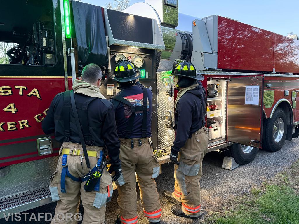 Captain Brian Porco reviewing the Tanker 4 pump panel during the &ldquo;Hydrant Service&rdquo; drill - 05/11/26