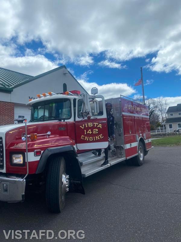 Firefighter Judith Le Gall conducting driver training on Engine 142 - 04/07/24