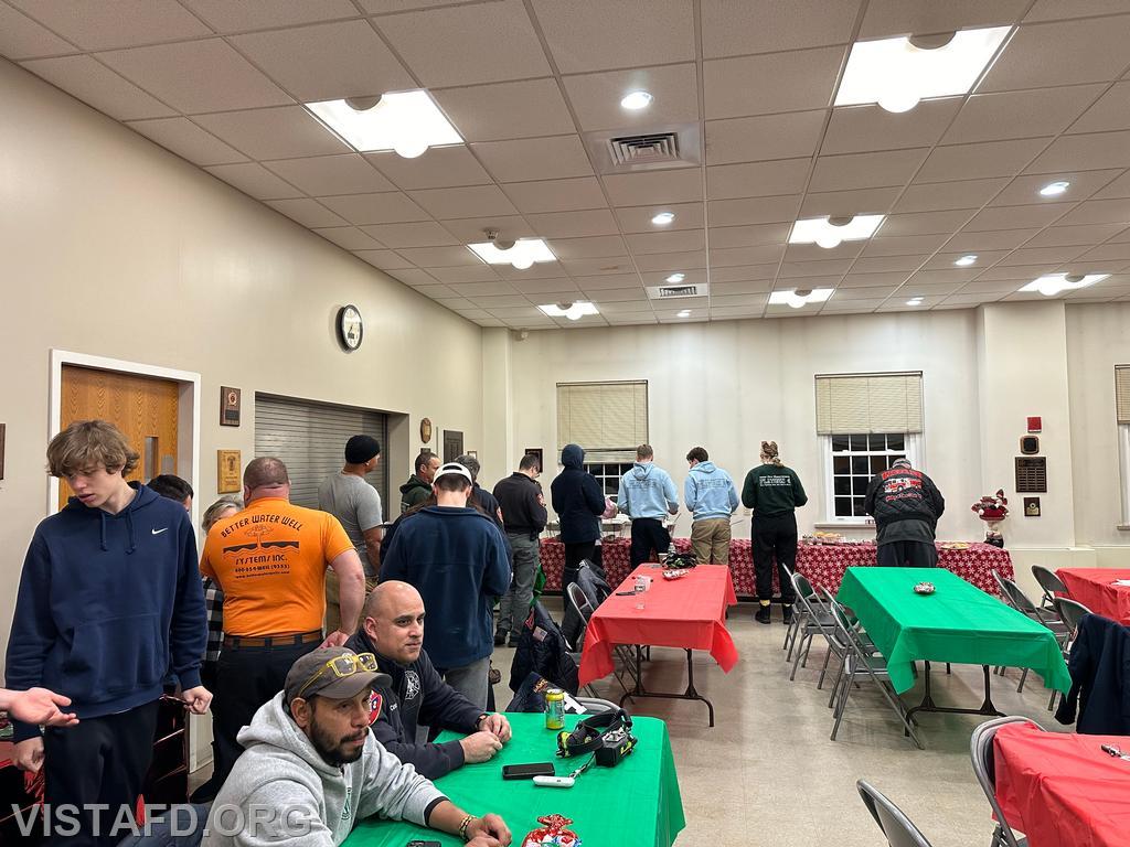 Vista Fire Department personnel enjoying dinner courtesy of the Vista Fire Department Auxiliary - 12/11/23