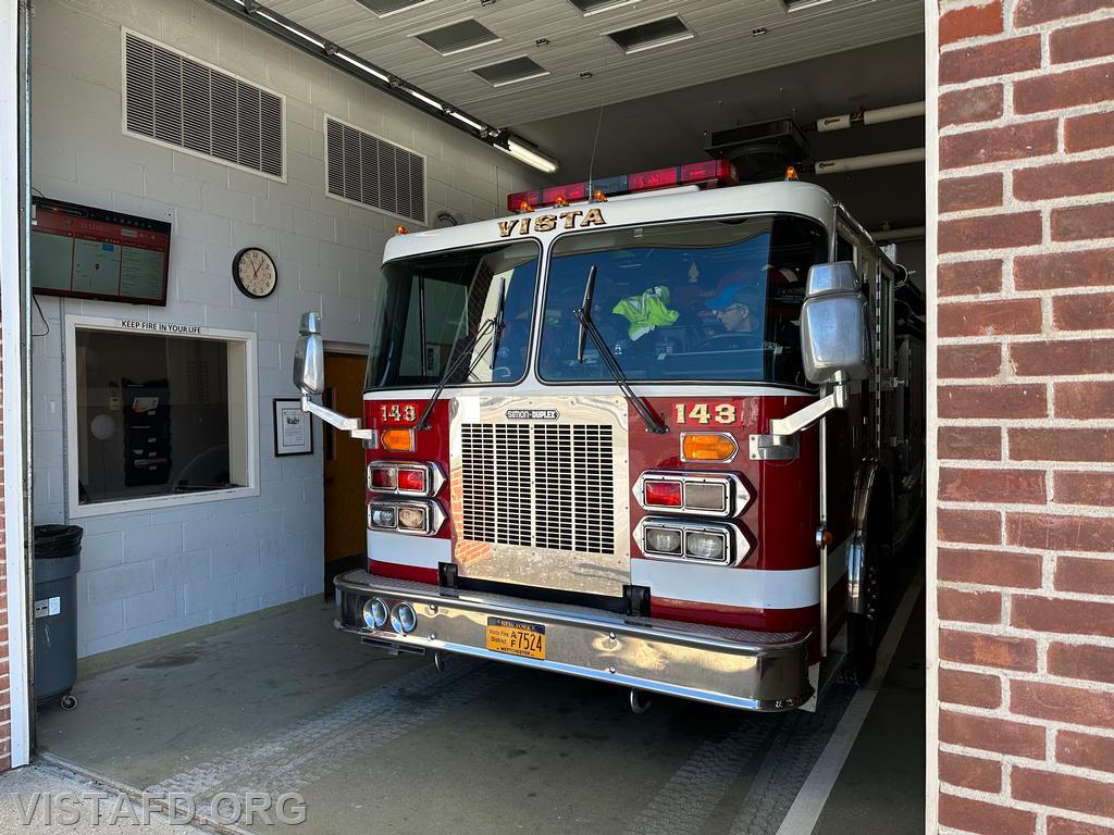 Firefighter Martin Rojas and FF/EMT Candidate Andy Korman getting ready to go out driver training on Engine 143 - 01/21/24