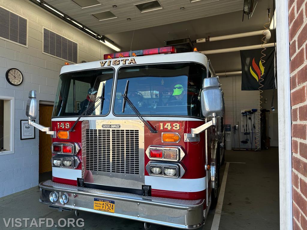 Firefighter Martin Rojas and FF/EMT Candidate Andy Korman getting ready to go out driver training on Engine 143 - 02/04/24