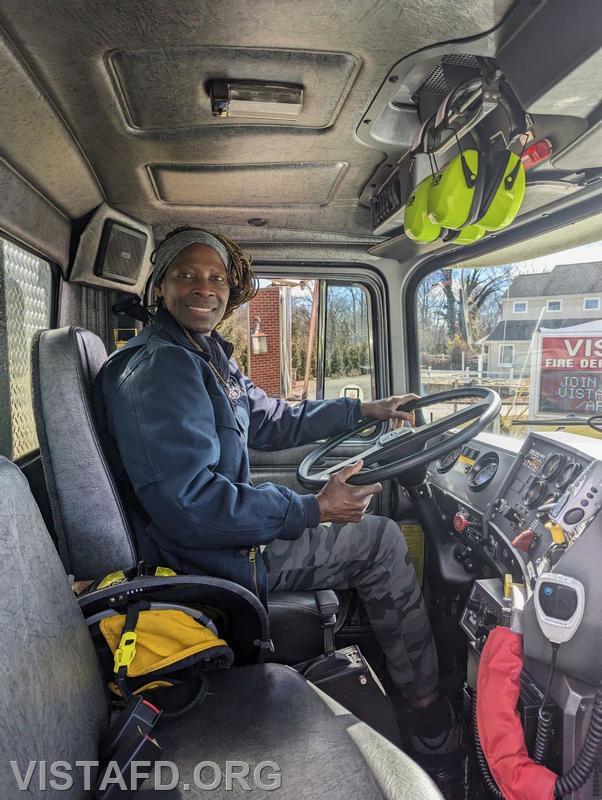 Firefighter Judith Le Gall conducting driver training on Engine 142 - 03/03/24