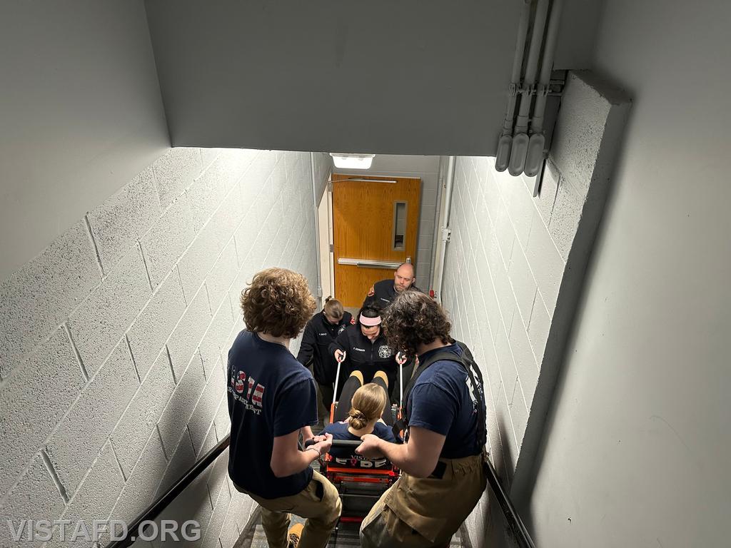 Vista Fire Department personnel practicing how to use the stair chair - 03/11/24