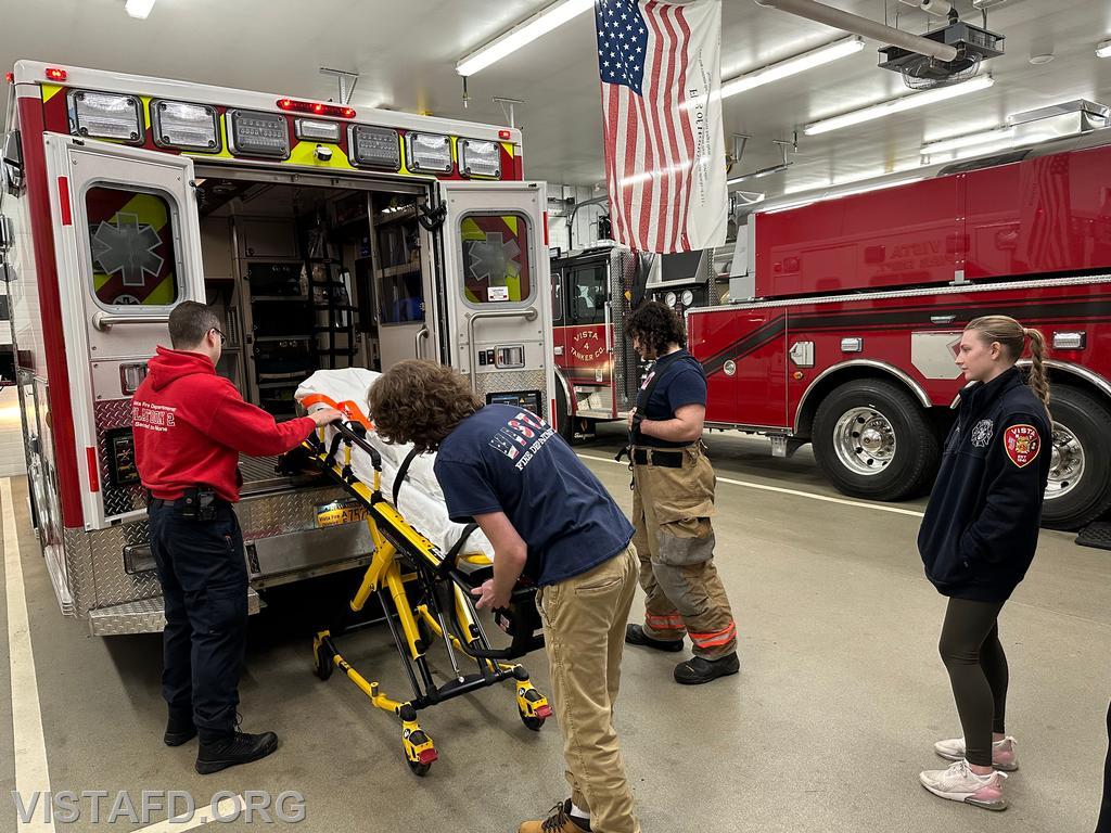 Vista Fire Department personnel practicing how to use the stretcher - 03/11/24