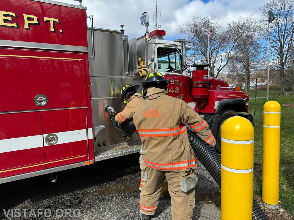 Vista Firefighters hooking up the hard suction during &quot;Firefighter Skills Class&quot; - 04/07/24