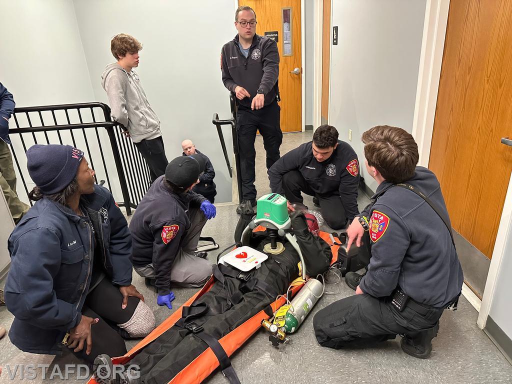 Assistant Chief Brian Porco going over the cardiac arrest scenario with Vista Fire Department personnel - 04/08/24