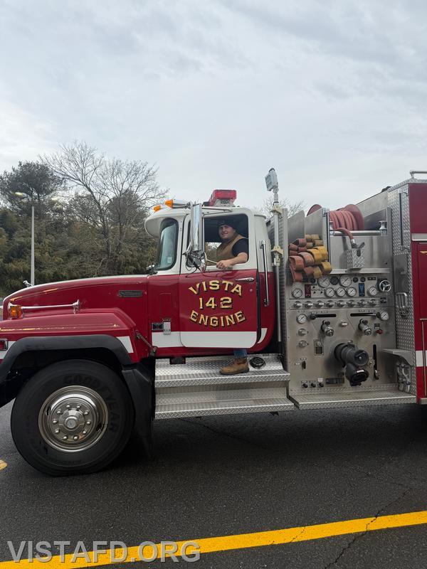 Probationary Firefighter Paul Rossi driving Engine 142 during this week&rsquo;s driver training - 03/08/26
