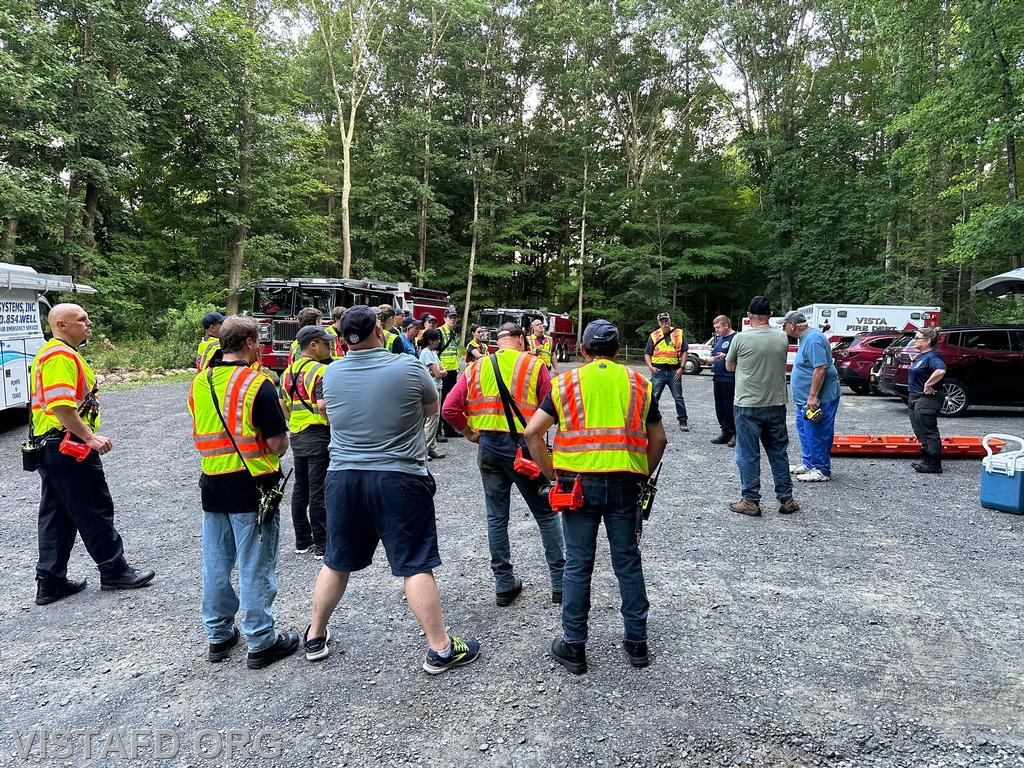 Vista Fire Department personnel going over the &quot;Lost Hiker Search&quot; drill scenario - 07/08/24