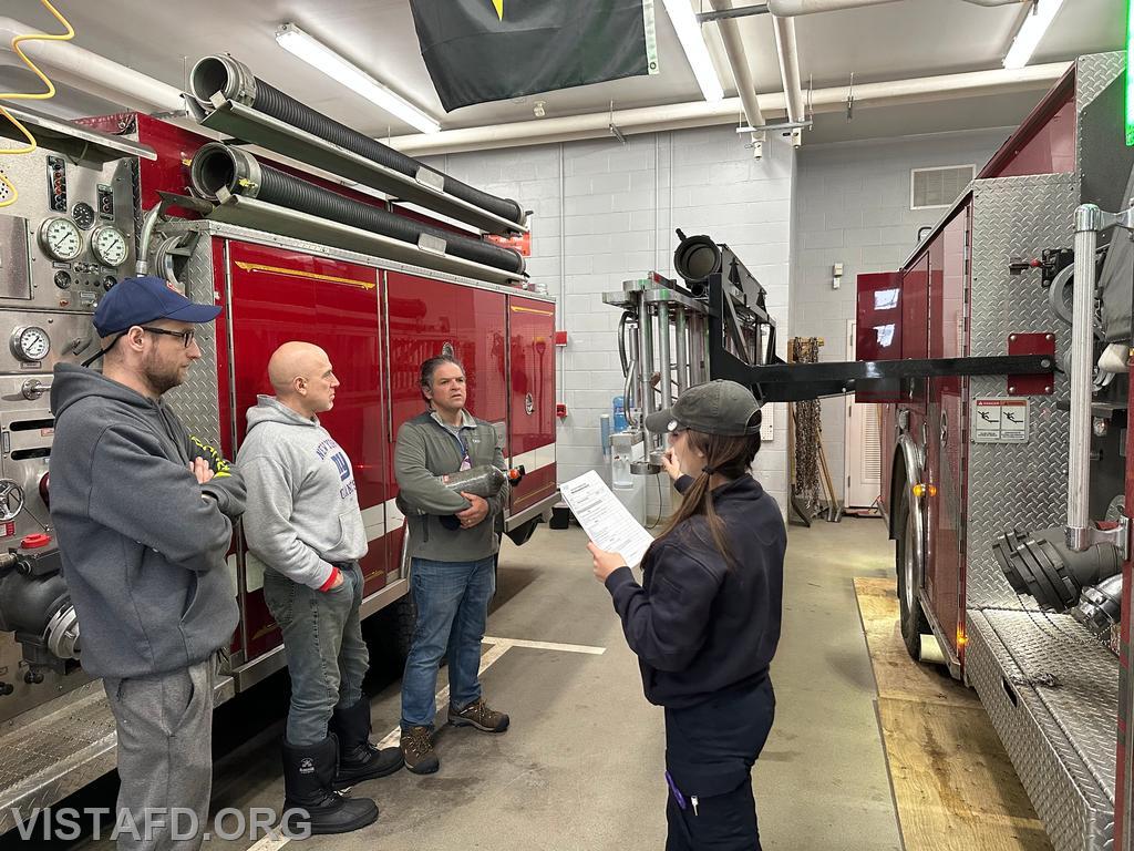 Foreman Kyla Whalen reviewing ladder techniques with Vista Fire Department personnel during the &quot;Firefighter Skills Class&quot; - 02/16/25