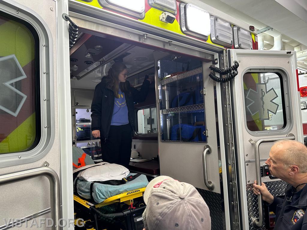 Foreman Isabel Fry conducting an overview of Ambulance 84B1 - 02/24/25