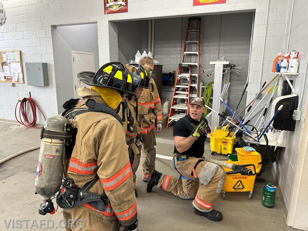 Captain Marc Baiocco leads a session on hoseline advancement during the 'Firefighter Skills Class - 03/16/25