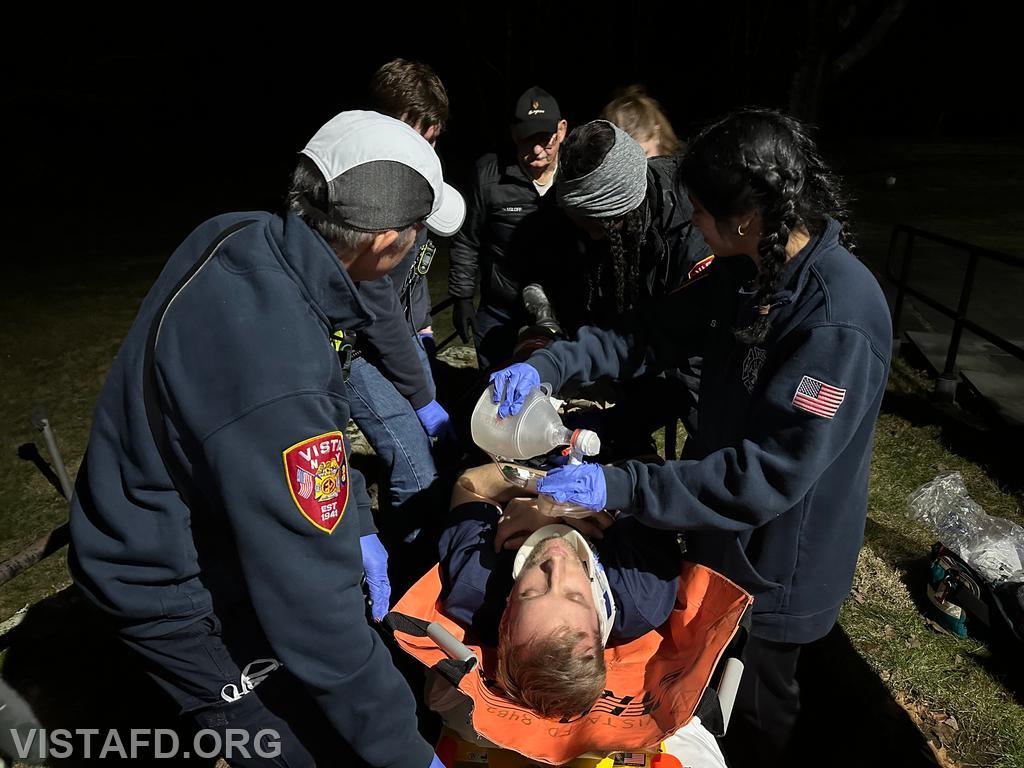Vista Fire Department personnel packaging the patient during the &quot;EMS Call Scenarios&quot; drill - 03/17/25