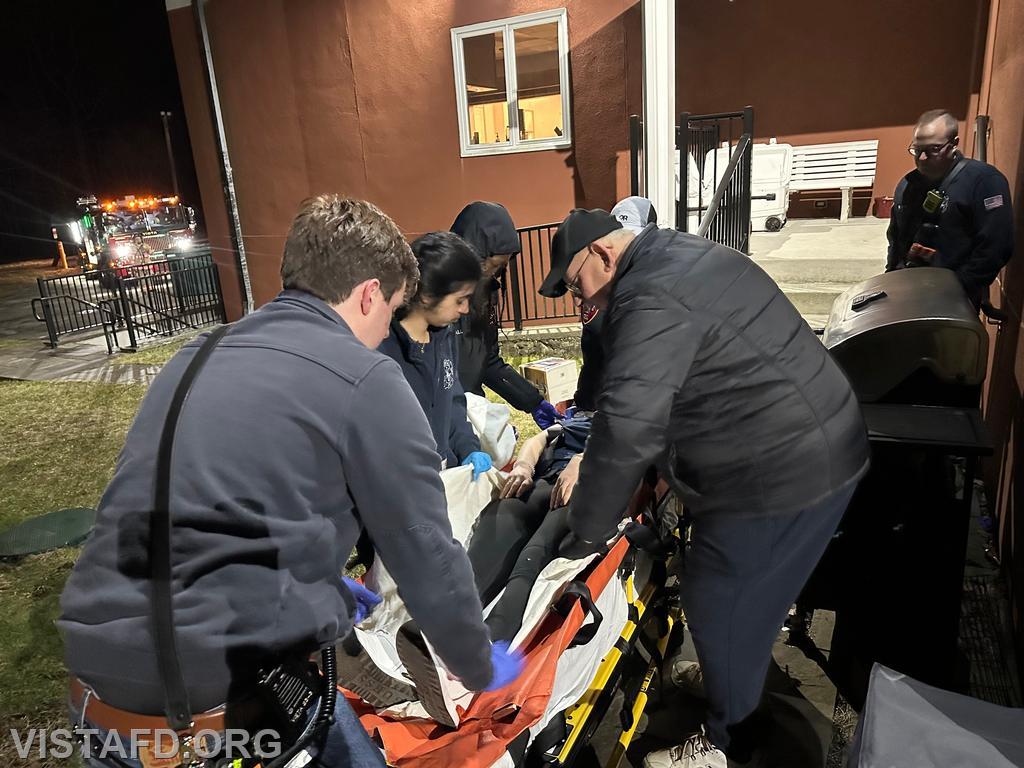 Vista Fire Department personnel packaging the patient during the &quot;EMS Call Scenarios&quot; drill - 03/17/25