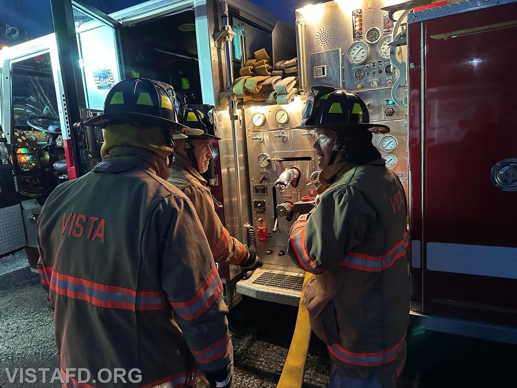 Firefighter Steven Woodstead reviewing the Engine 143 pump panel - 03/24/25