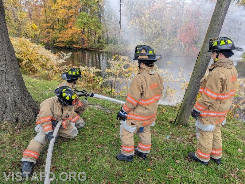 Vista Firefighters practicing 1-3/4&quot; hoseline advancement during &quot;Firefighter Skills Class&quot; - 10/22/23