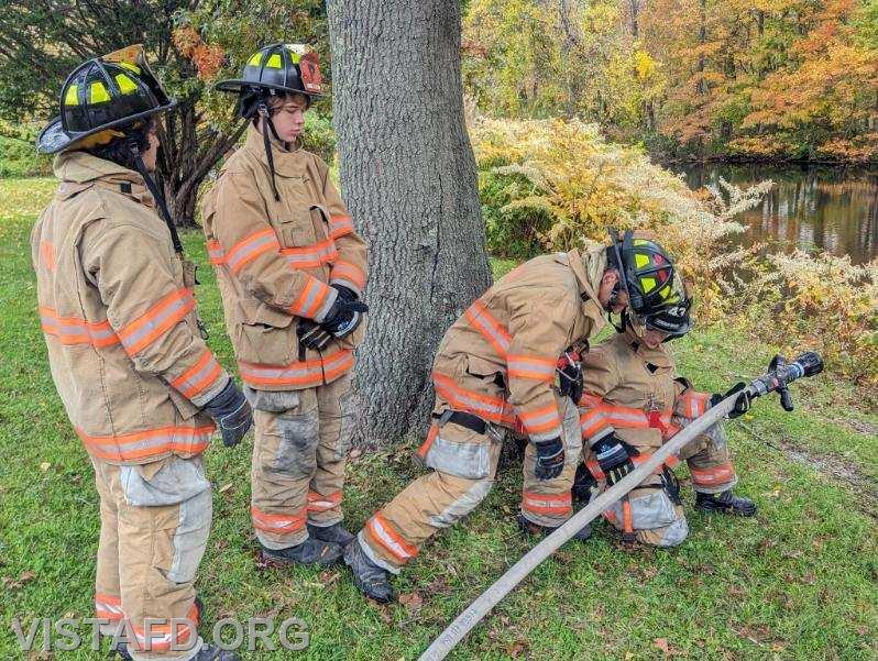 Vista Firefighters practicing 1-3/4&quot; hoseline advancement during &quot;Firefighter Skills Class&quot; - 10/22/23