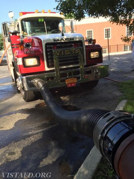 Engine 142 hooked drafting from the Vista Firehouse dry hydrant - 7/17/16