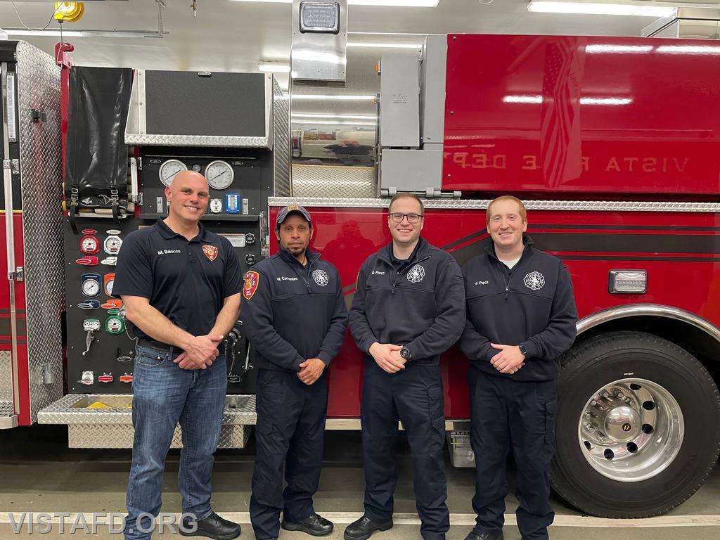 (L-to-R) Lieutenant Marc Baiocco, Captain Wilmer Cervantes, 2nd Assistant Chief Brian Porco and Chief Jeff Peck (Not pictured: 1st Assistant Chief Mike Peck)