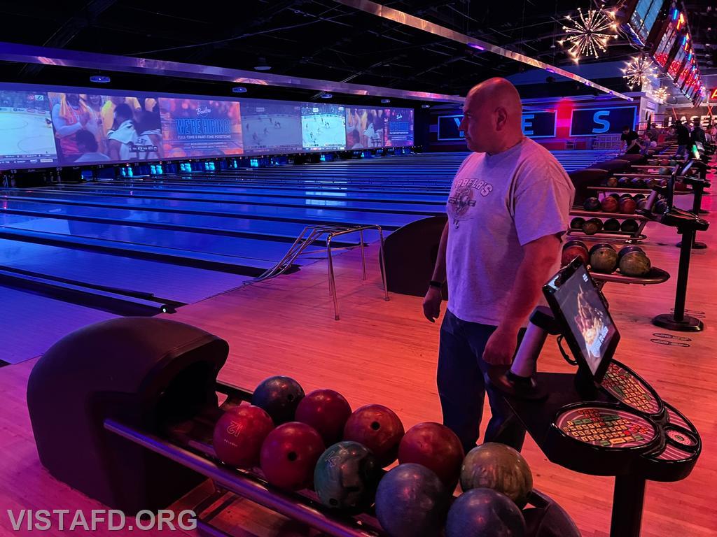 Firefighter John Aniello bowling during one of our "thank you events"
