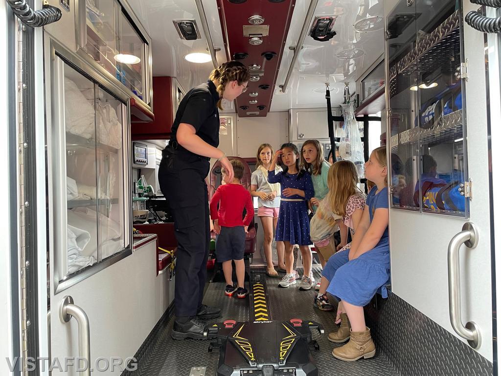 Members of the community getting tours of Ambulance 84B1 during the "Spaghetti Night and Open House" event