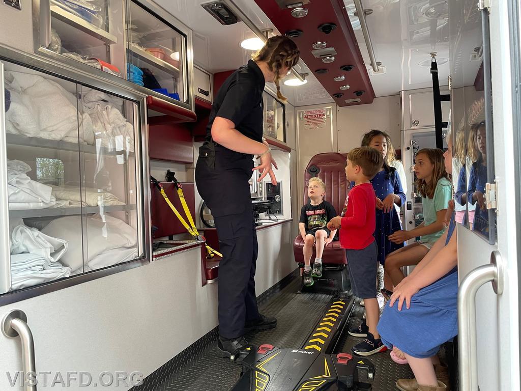 Members of the community getting tours of Ambulance 84B1 during the "Spaghetti Night and Open House" event