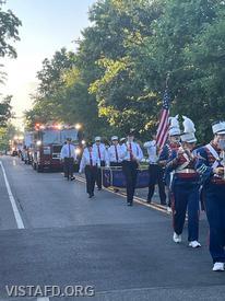 Vista Fire Department personnel marching in the Ridgefield Volunteer Fire Department's 125th Anniversary Parade