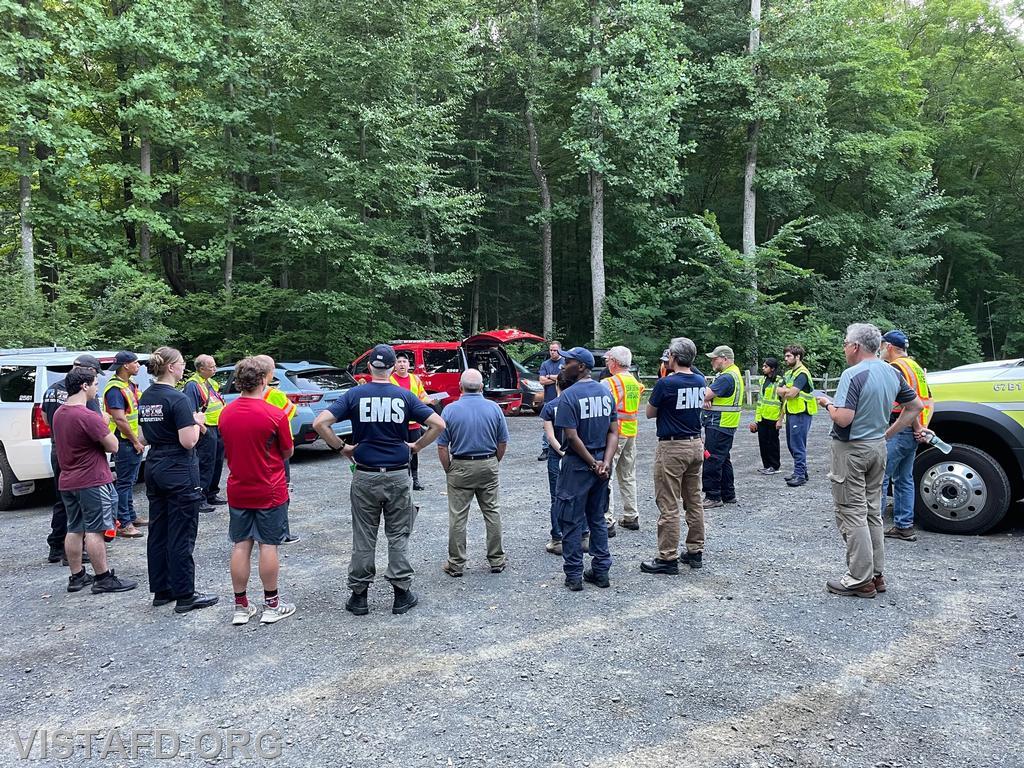 Vista Fire Department and Lewisboro Volunteer Ambulance Corps personnel going over the drill scenario