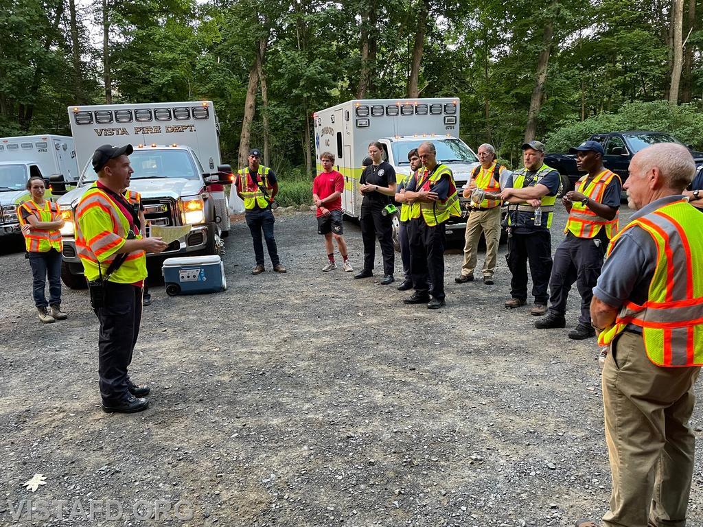 Vista Fire Department and Lewisboro Volunteer Ambulance Corps personnel debriefing the drill scenarios