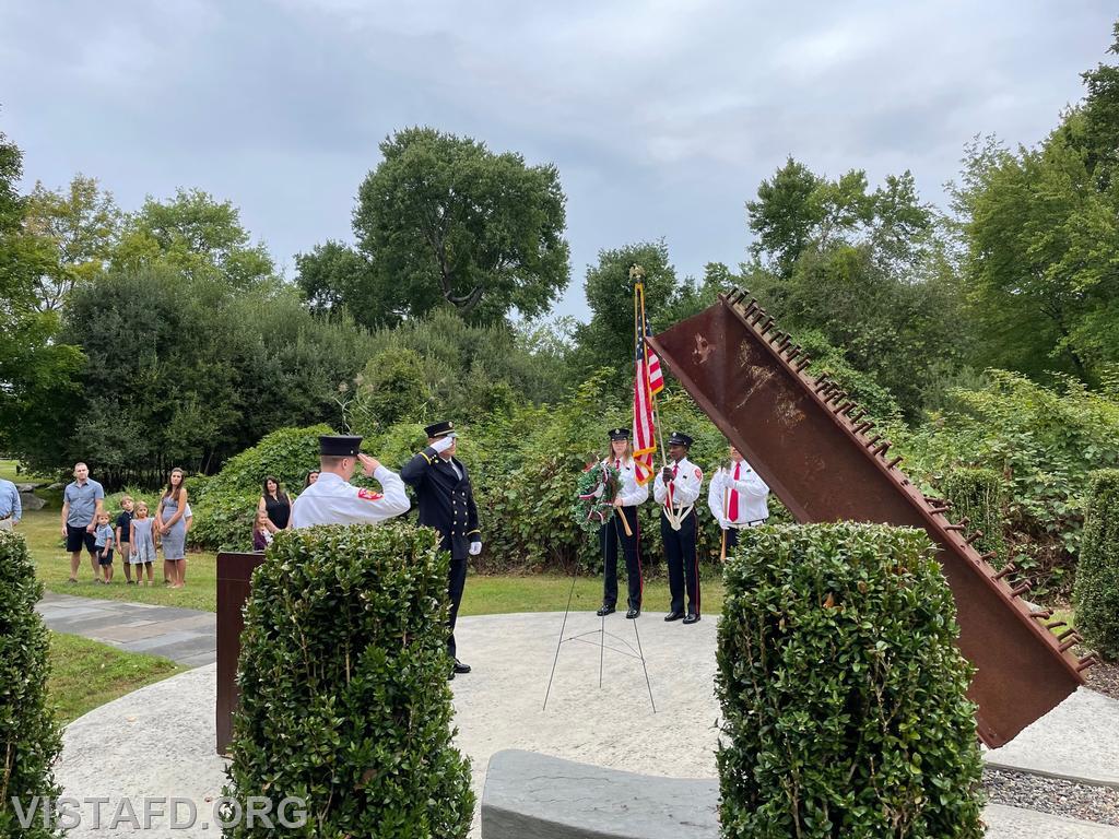 The Vista Fire Department honor guard conducting the wreath-laying ceremony during our September 11th memorial service