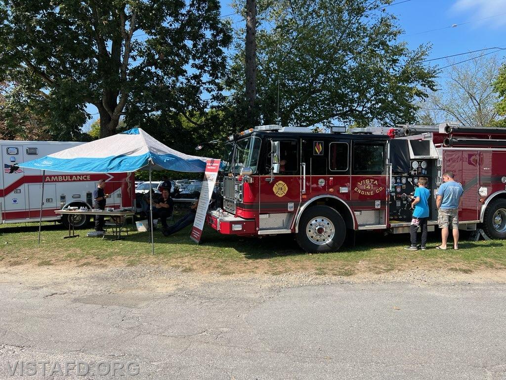 Vista Fire Department personnel giving tours of Engine 141 during the South Salem Library Fair