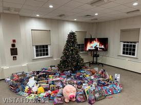 Toys collected during the Vista Fire Department's 2022 "Toys for Tots Holiday Toy Drive" event