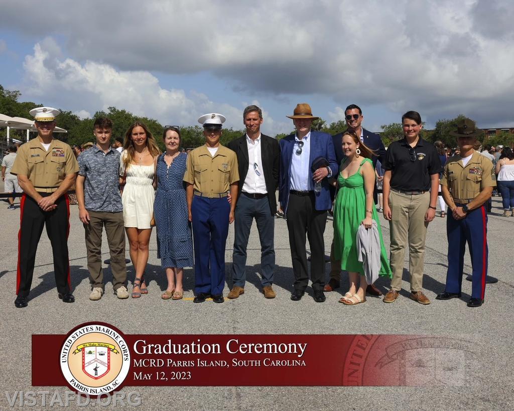 Vista Firefighter Finn Brannan with his family during his U.S. Marine Corps Graduation