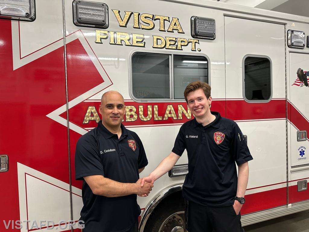 EMT Grant Vialardi and his mentor, Lieutenant Dan Castelhano