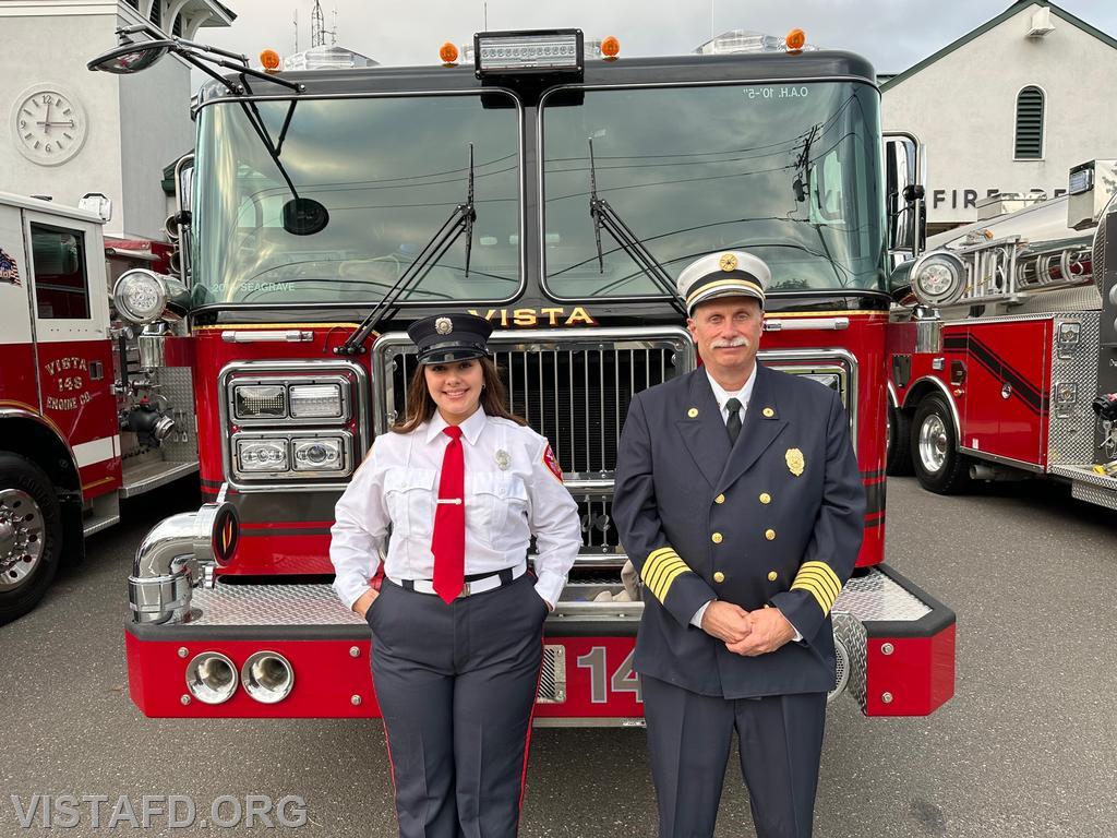 Engine 141 crew: Probationary EMT Candidate Felicity Gorman and Ex-Chief Bill Dingee