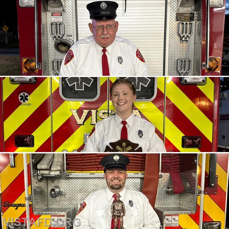 Firefighter of the Year Firefighter Ron Egloff, EMT of the Year Foreman Isabel Fry and Rookie of the Year Firefighter/EMT Ryan Huntsman