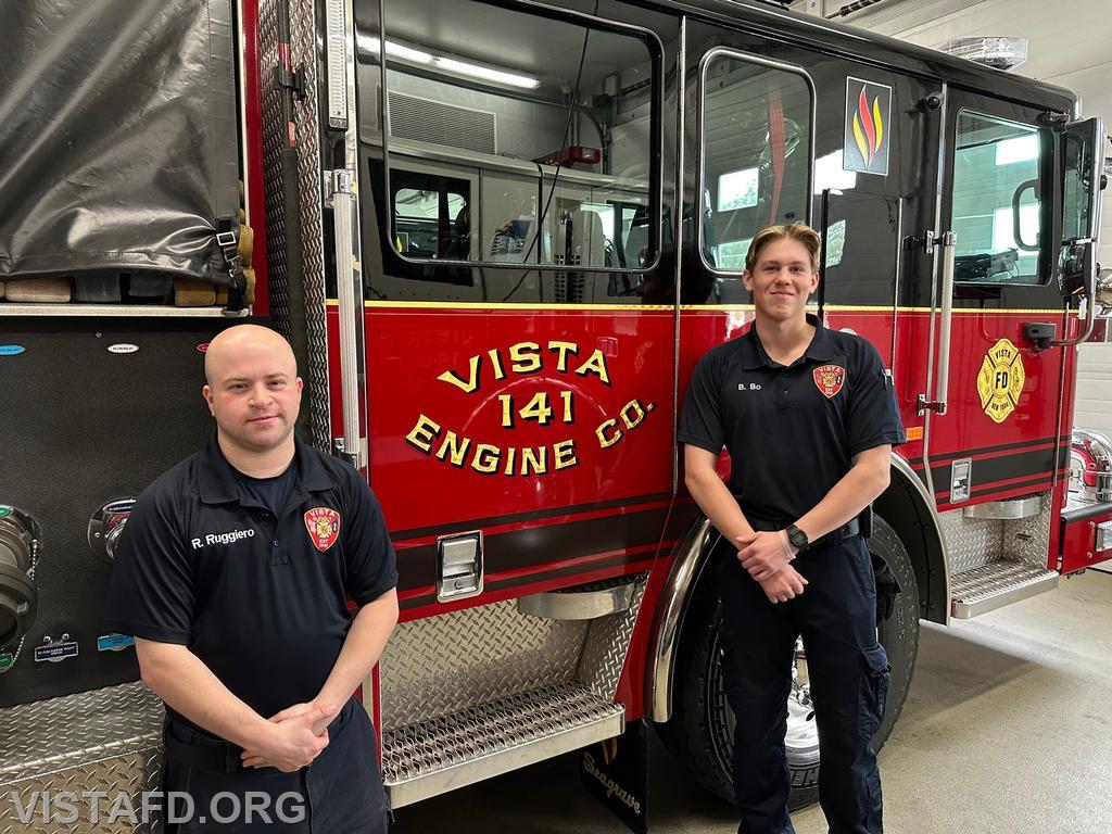 FF/EMT Benjamin Bo and his mentor, Foreman Ryan Ruggiero