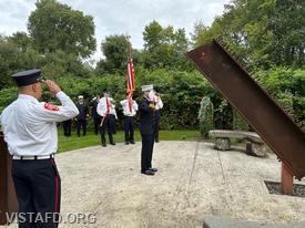 The Vista Fire Department honor guard conducting the wreath-laying ceremony during our September 11th Memorial Service