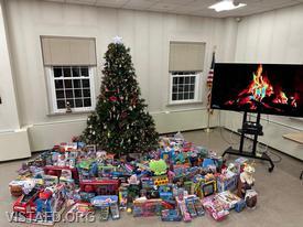 Toys collected during the Vista Fire Department's 2023 "Toys for Tots Holiday Toy Drive" event